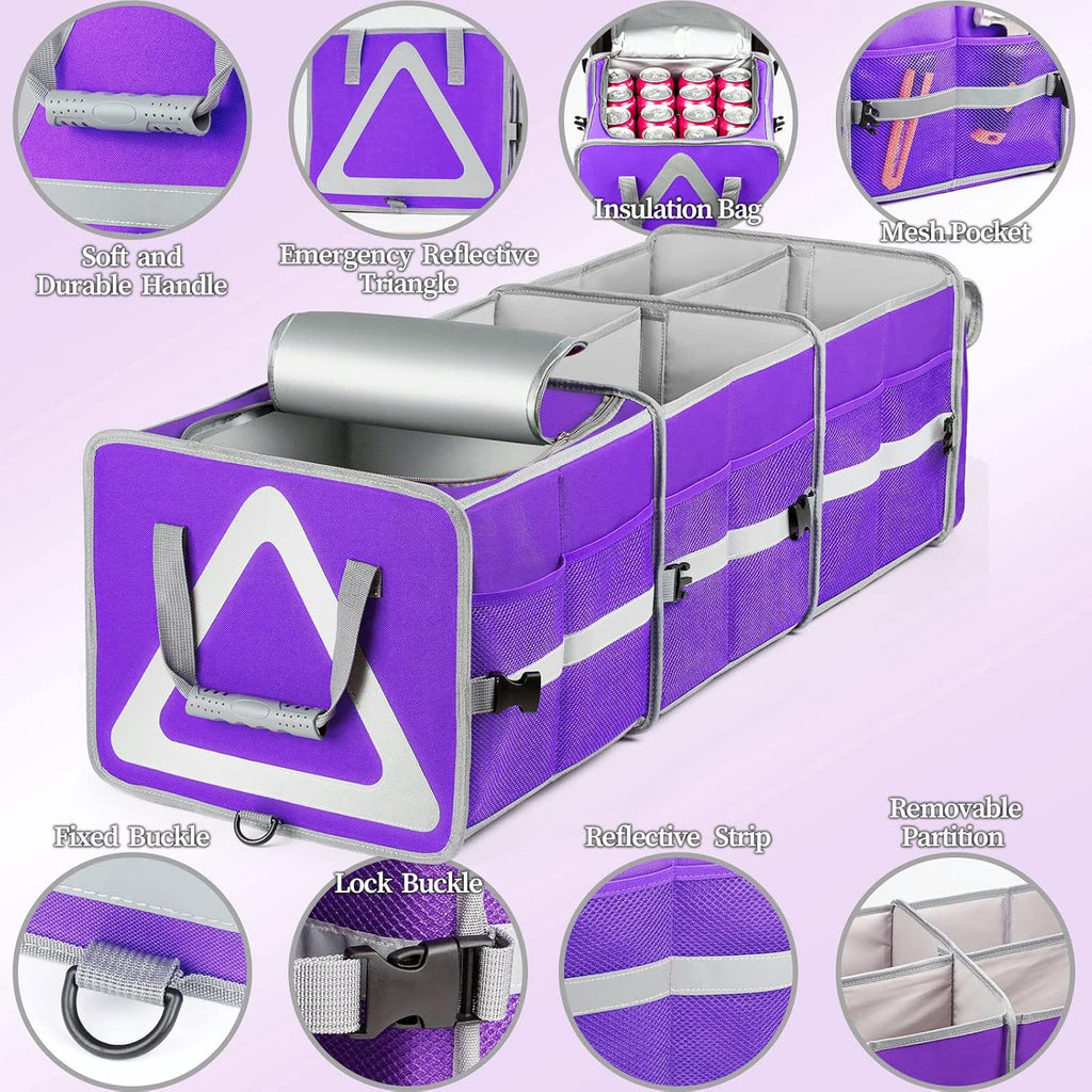 Purple Waterproof Trunk Organizer with Cooler, Pack of 2 A9645
