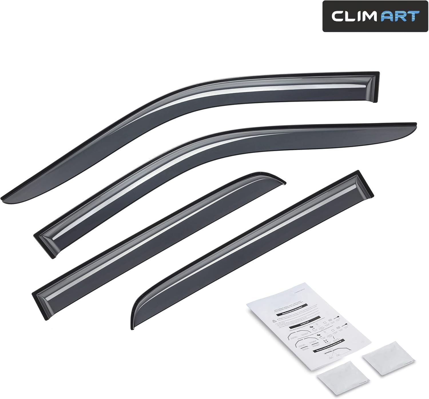 4 pcs Dark Smoke Tape-on Window Deflectors for Dodge RAM Crew Cab F6710
