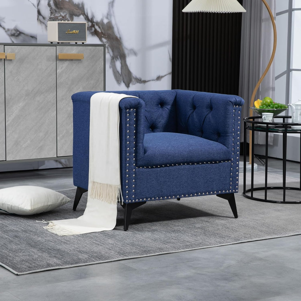 Blue Linen Fabric Arm Chair K295395