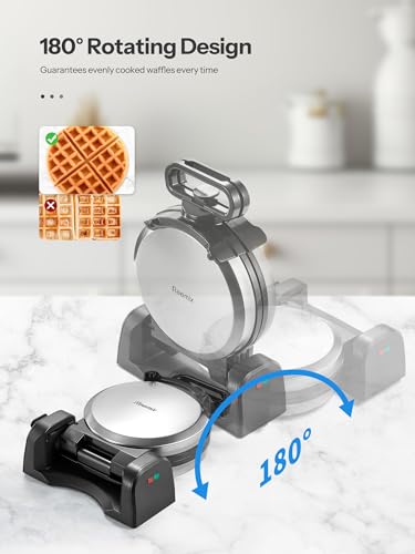 Double Belgian Waffle Maker 180°Flip Nonstick Stainless Steel M3891