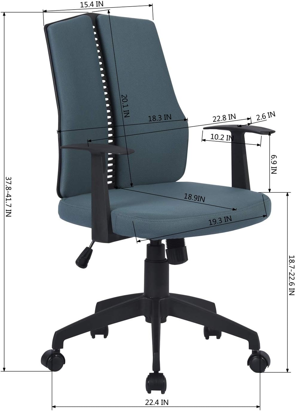 Dark Blue Ergonomic Swivel Rolling Desk Chair I7737