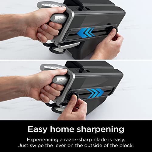 14-Piece German Stainless Steel Knife System with Built-in Sharpener, Stainless Steel/Black W720
