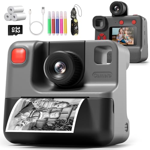 Blue FHD Selfie Digital Video Camera with 3 Rolls Print Paper & 32G Card C94480