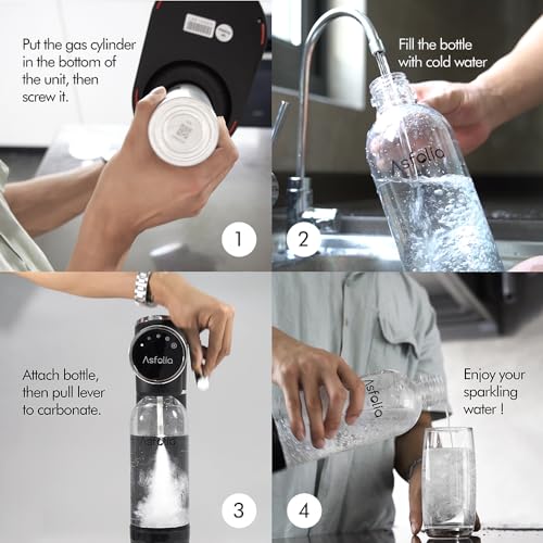 Black Stainless Sparkling Water Maker with 3 Carbonation Bottles J547121