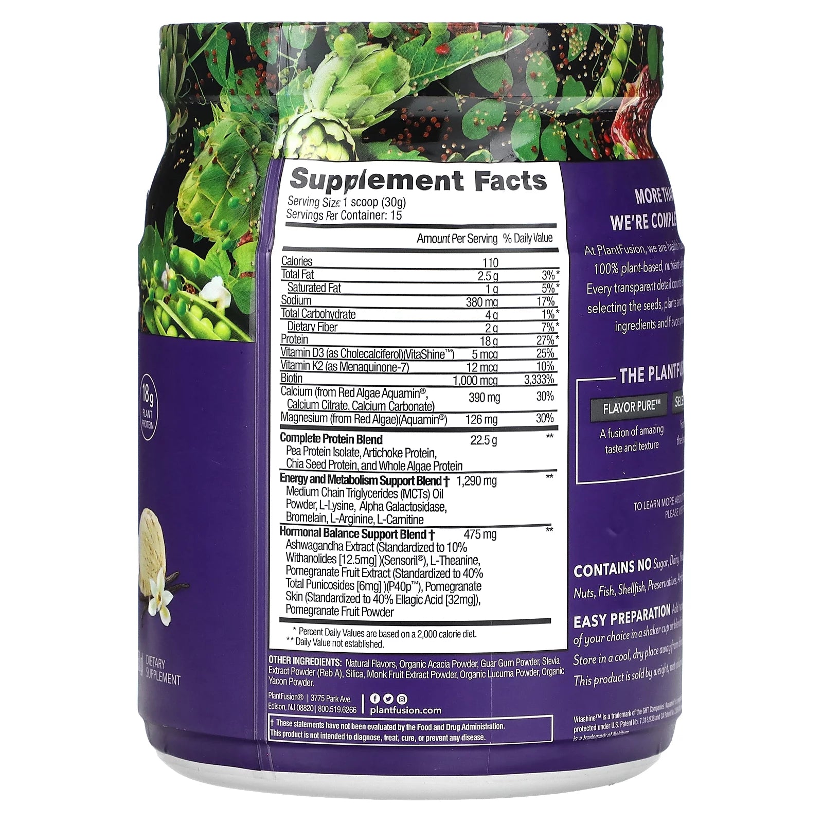 Creamy Vanilla Bean Plant-Based Protein Powder 15.87 oz G9474