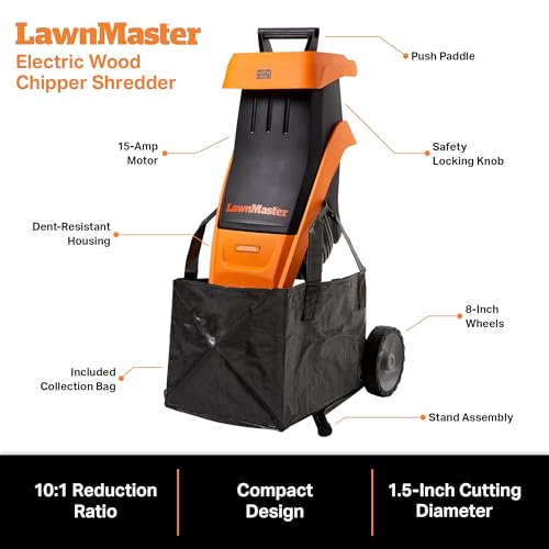 Electric Wood Chipper Shredder 15-Amp 1.5-Inch Cutting Diameter O459