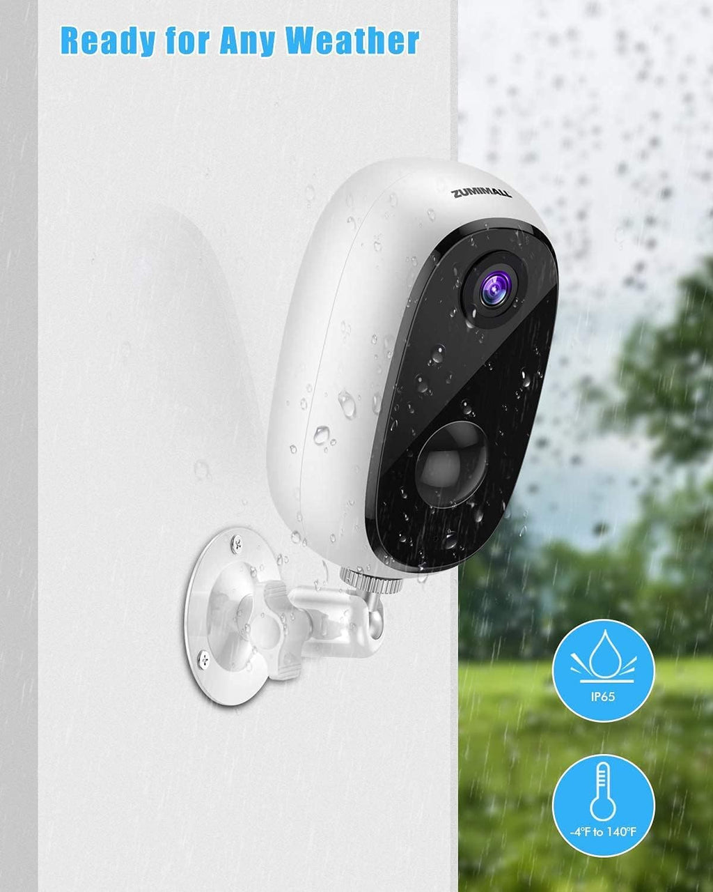 1080P Wireless WiFi Outdoor Security Camera with Rechargeable Battery A593844