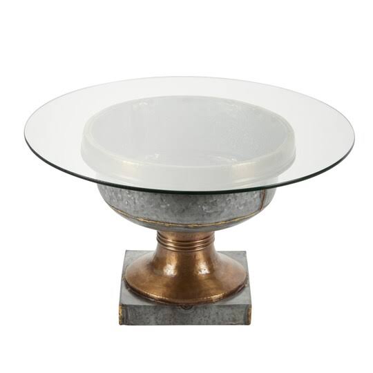 Gray Tempered Glass Metal Coffee Table Y1797