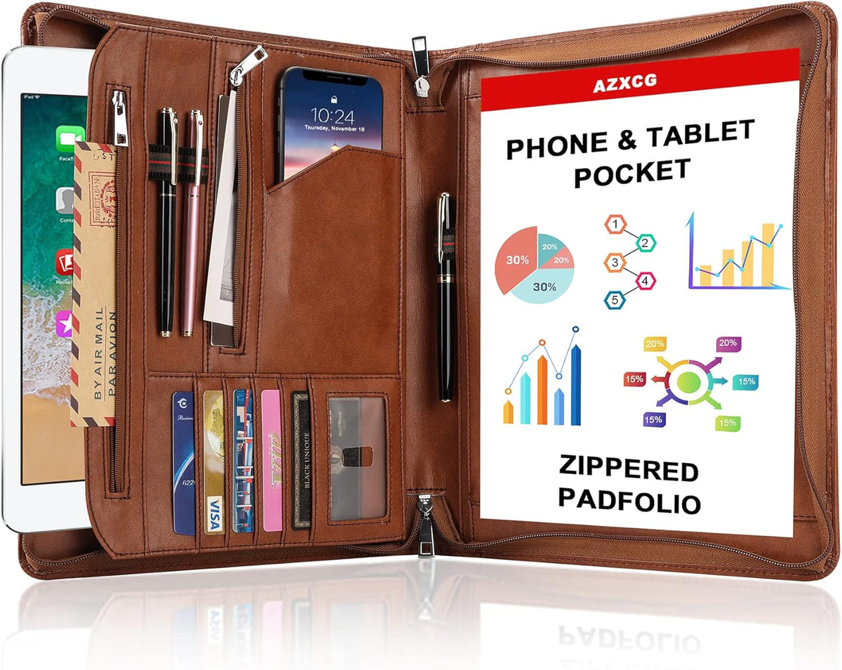 Faux Leather Portfolio Folder with YKK Zipper R308