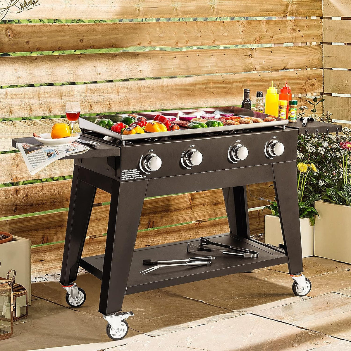 4 Burner Propane Gas Grill with Two Cooking Grate S373587