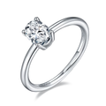 Platinum Plated Sterling Silver Moissanite Oval Solitaire Ring Q334806