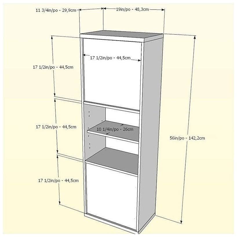 White and Walnut 2-Door Bookcase Y52287