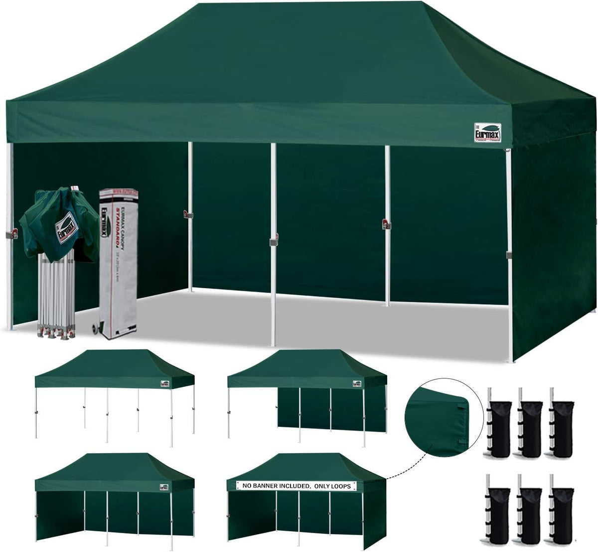 10'x10' Pop-up Canopy Tent with 4 Removable Side Walls and Roller Bag Y4785