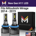 6000K Cool White LED Headlight Bulbs for Mitsubishi Mirage 2014-2019 G953