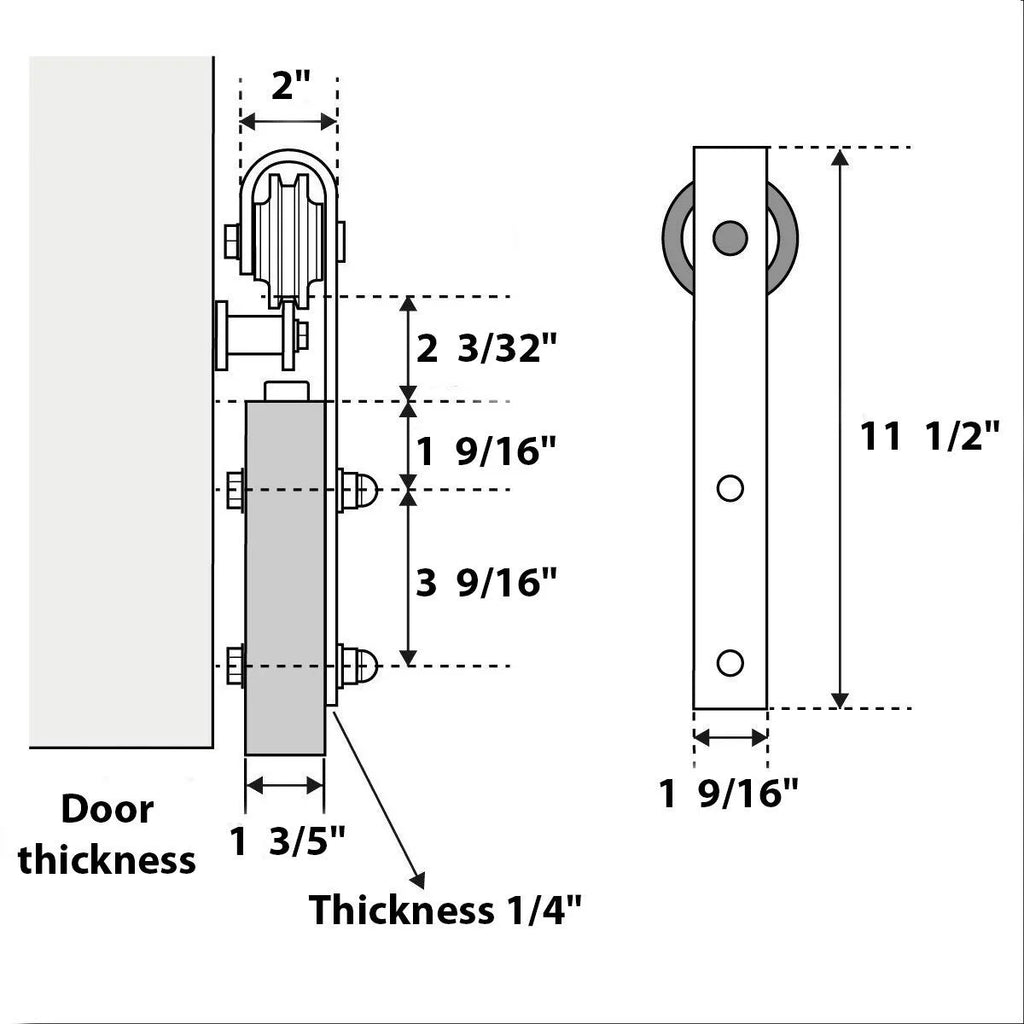 Double Barn Door 36 x 80 inches with Frosted Glass Stainless Steel Rail Hangers E5615