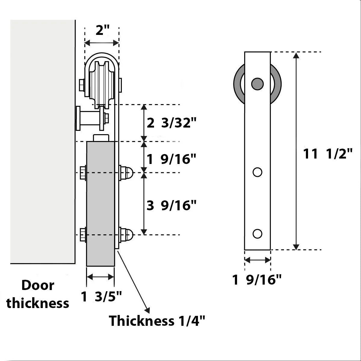 Double Barn Door 36 x 80 inches with Frosted Glass Stainless Steel Rail Hangers E5615