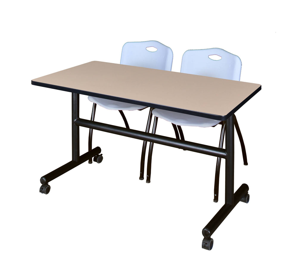 60x22 Flip Top Mobile Training Table with 2 Stack Chairs M7128