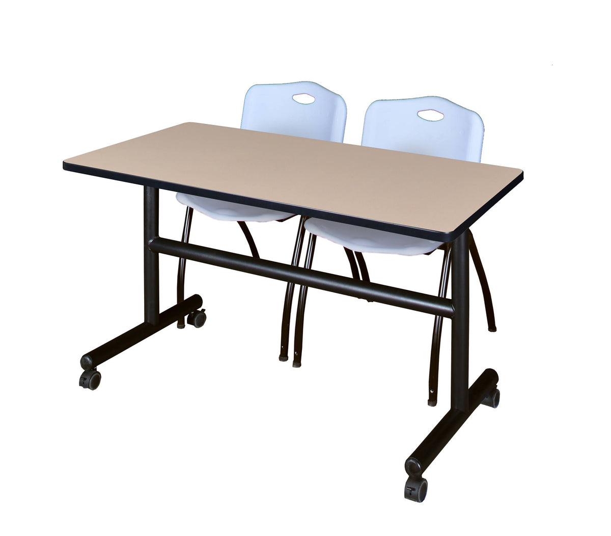 60x22 Flip Top Mobile Training Table with 2 Stack Chairs M7128