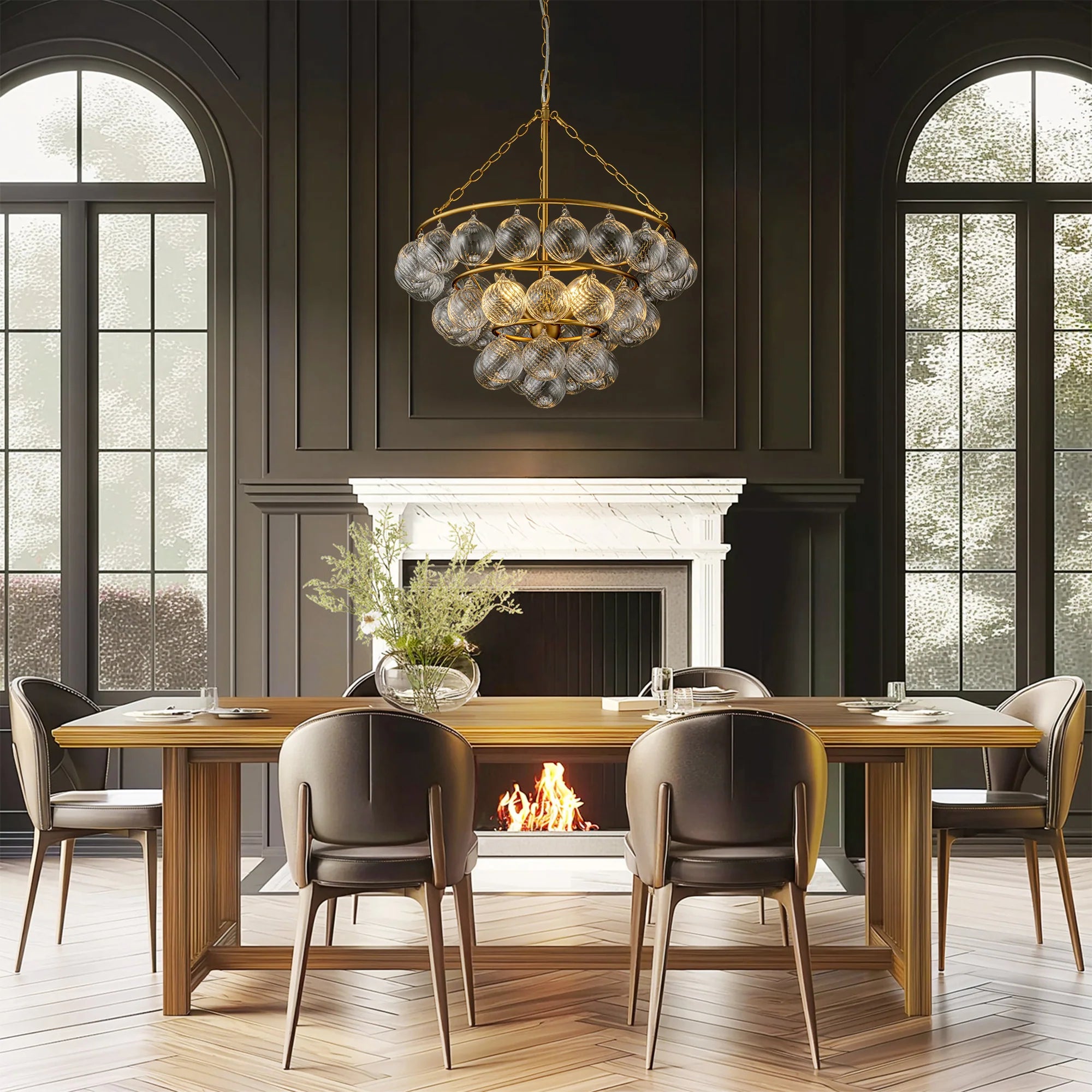 4-Light Dimmable Glass Chandelier C94136