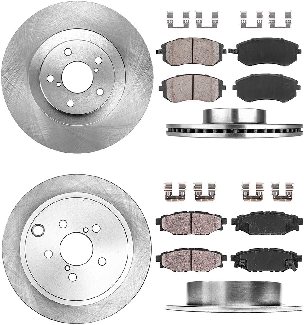 Premium OE 5 Lug Rotors + Brake Pads + Clips L7176