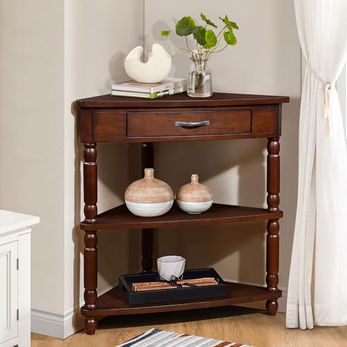 Milk White 3 Tier Corner Table Z348209