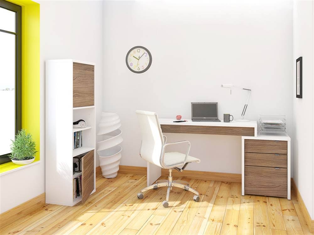 White and Walnut 2-Door Bookcase Y52287