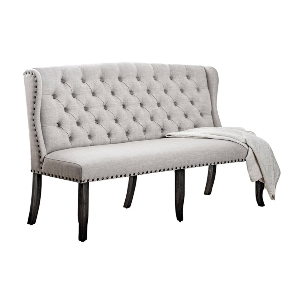 Ivory Tufted Back Bench G673335