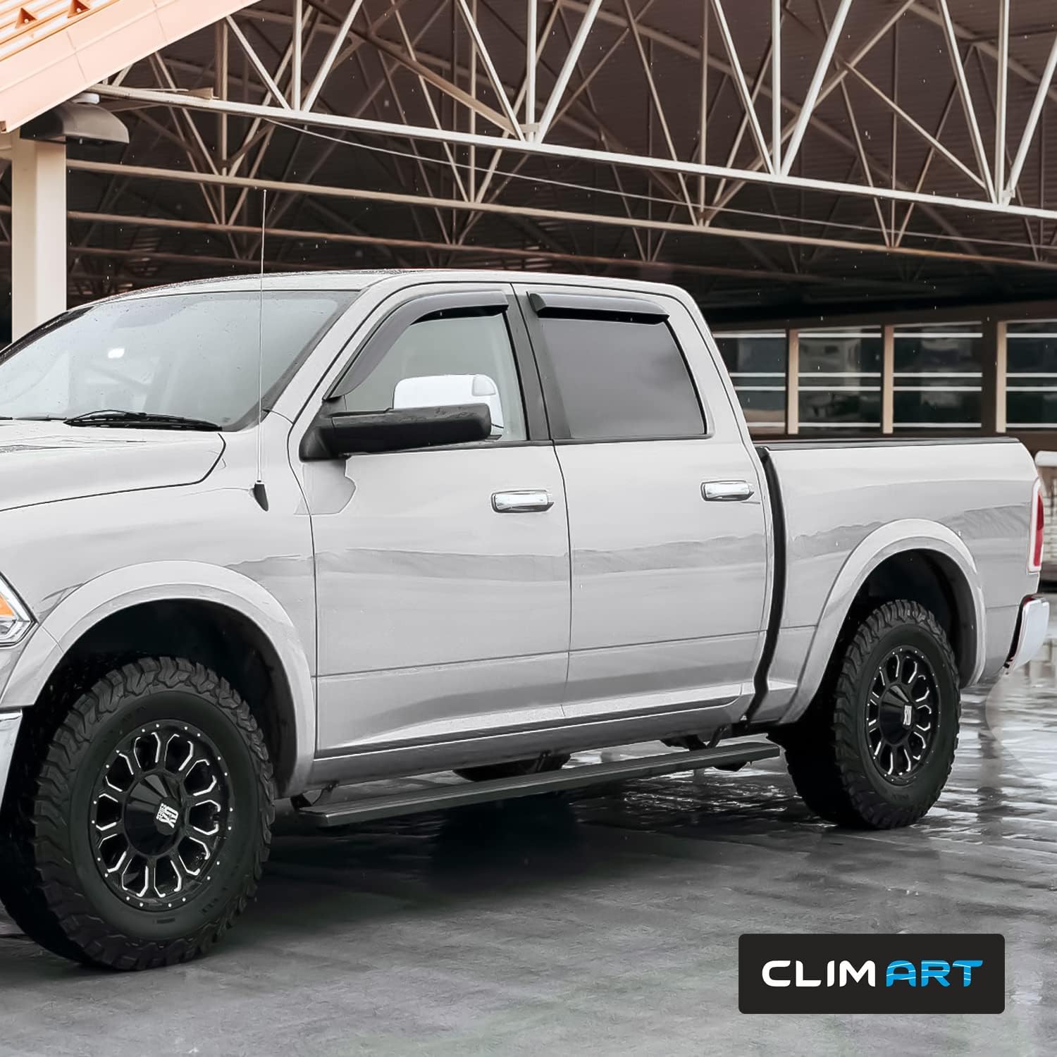 4 pcs Dark Smoke Tape-on Window Deflectors for Dodge RAM Crew Cab F6710