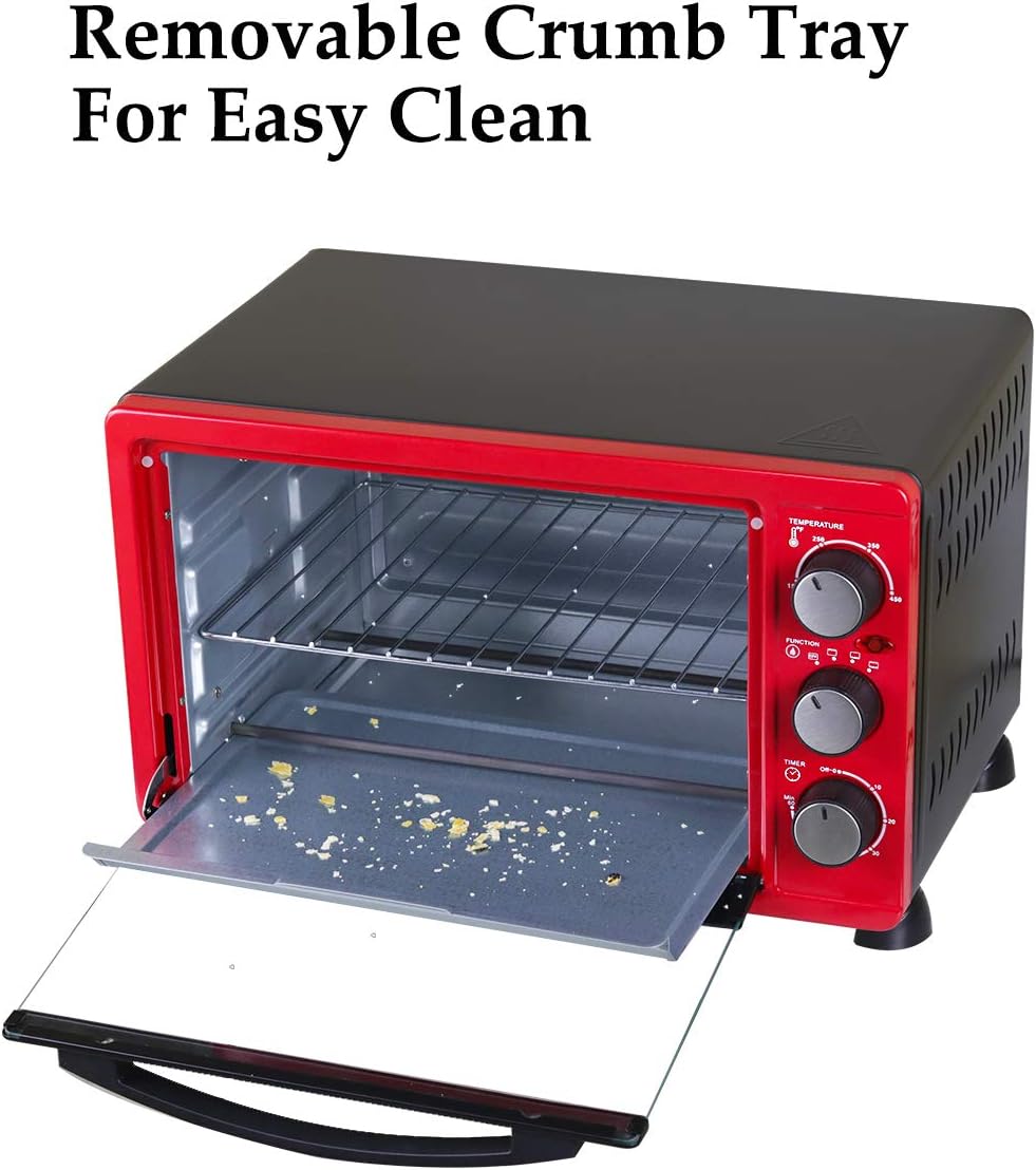 Red 6-Slice Convection Toaster Oven with Timer, Baking Pan, Rack and Crumb Tray, Pack of 2 R949013