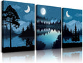 Blue Abstract Geometric Canvas Wall Art 3 Piece Framed X247957
