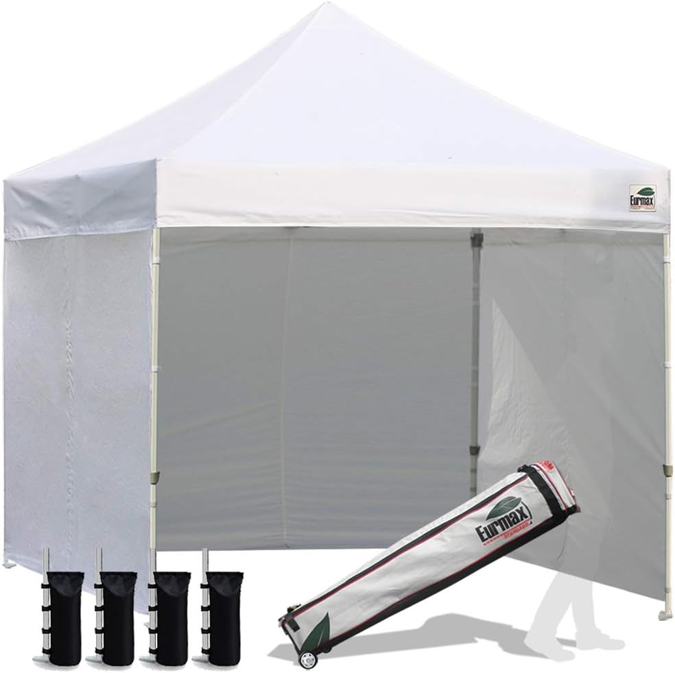 10'x10' Pop-up Canopy Tent with 4 Removable Side Walls and Roller Bag Y4785