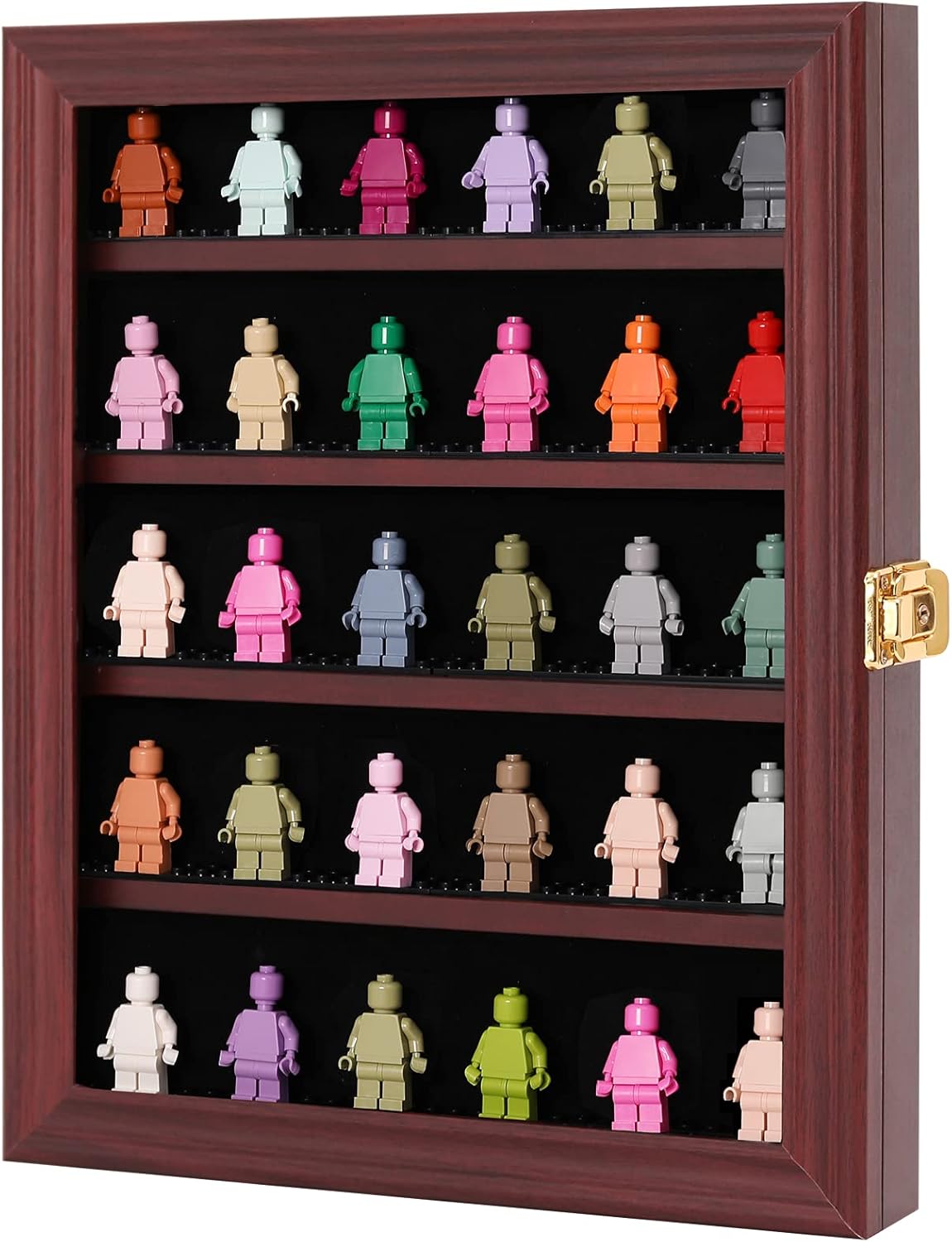 Mahogany Pack of 2 Wall Mount Display Case with Lockable Shelves I714170