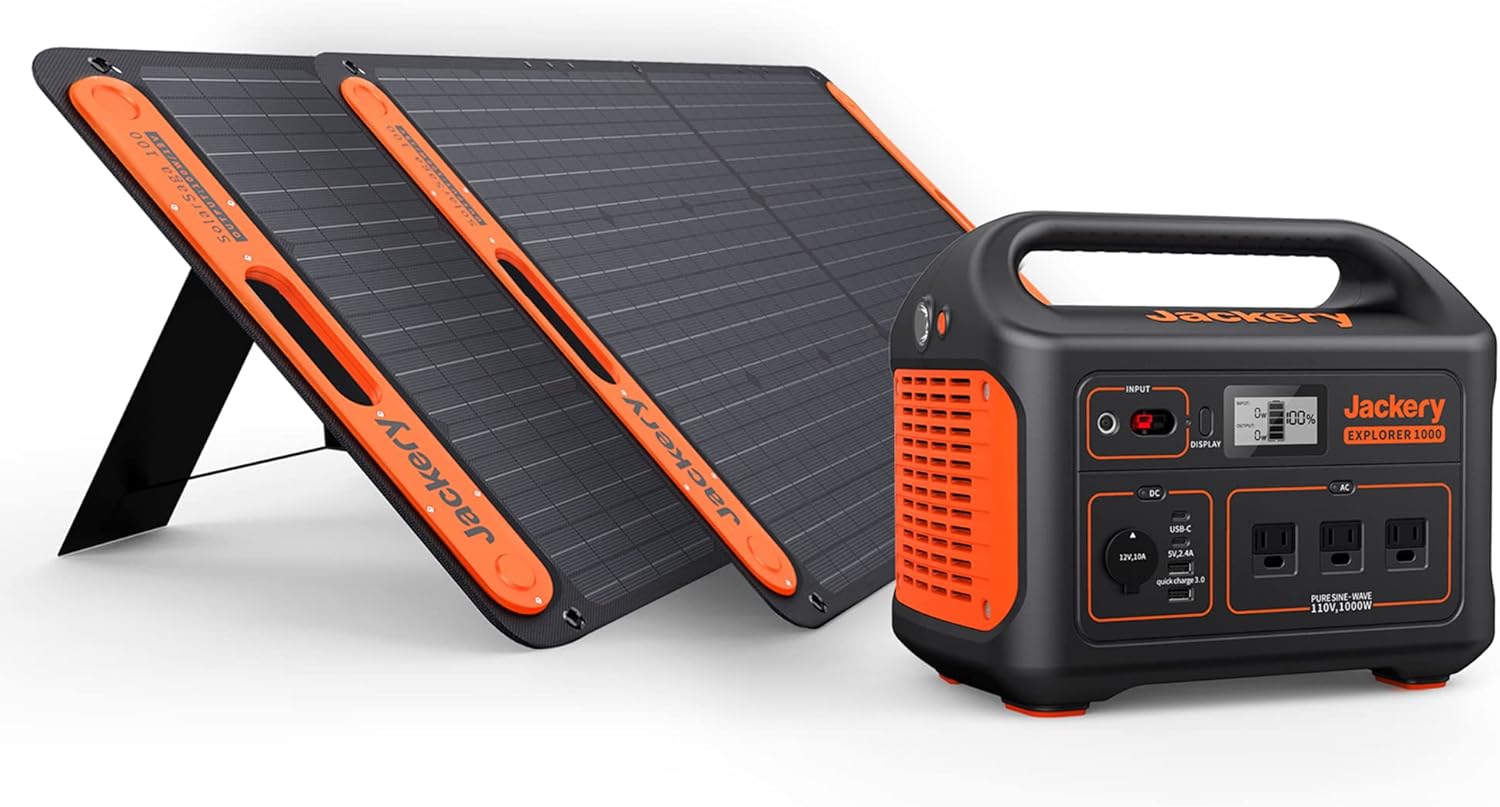 Solar Generator 1000 with 2X SolarSaga 100X and 3x110V/1000W AC Outlets, Lithium Battery Pack L6506