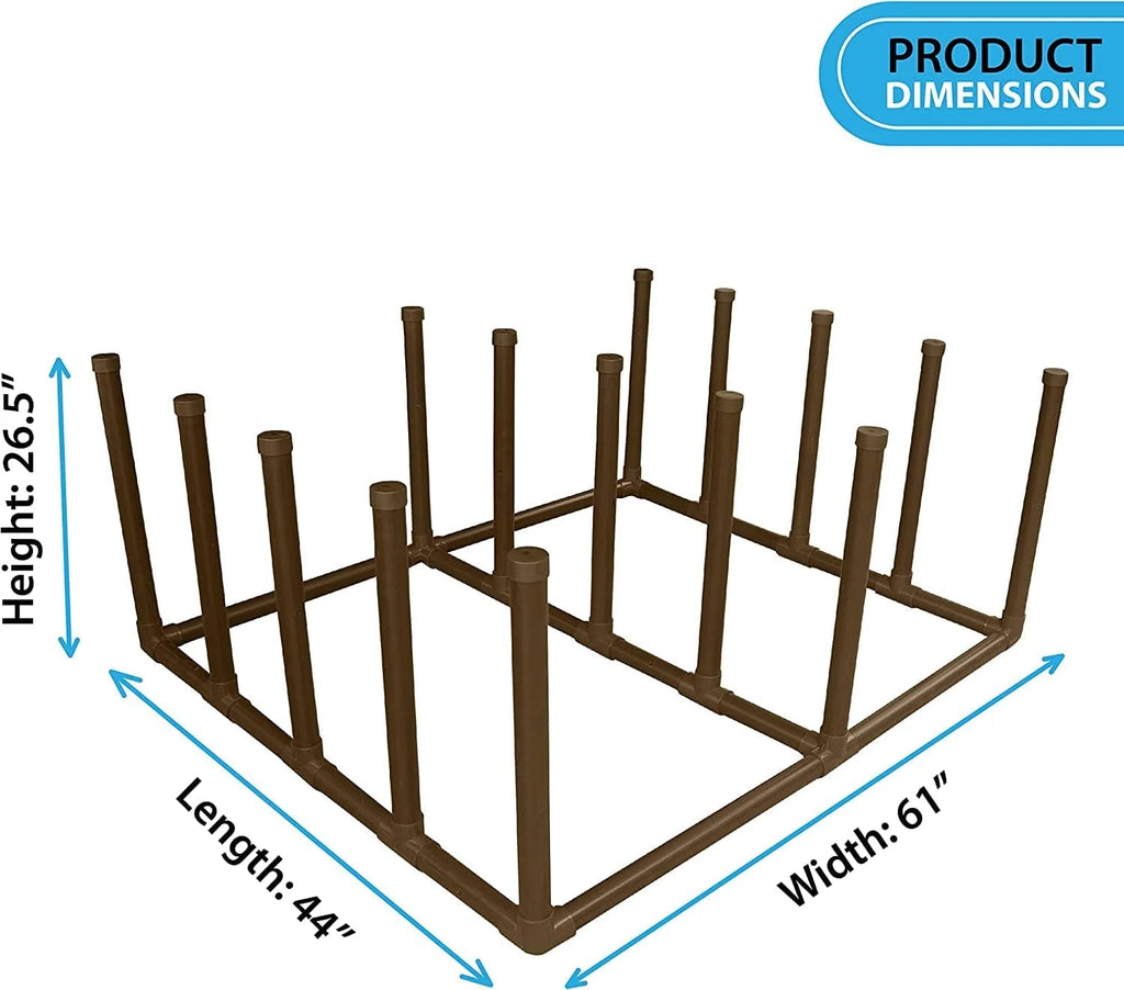 Float and Raft Rack 12 Bar Poolside Storage Organizer (61" W x 44" L x 26.5" H) Brown H392686