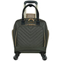 Olive Chevron Quilted 4-Wheel Spinner Carry-On Suitcase T148