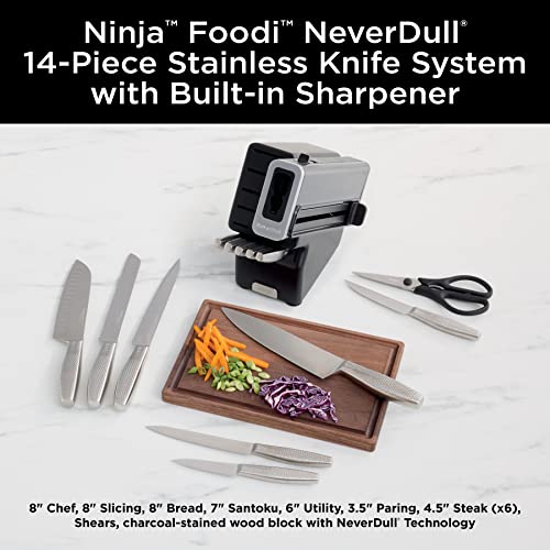14-Piece German Stainless Steel Knife System with Built-in Sharpener, Stainless Steel/Black W720