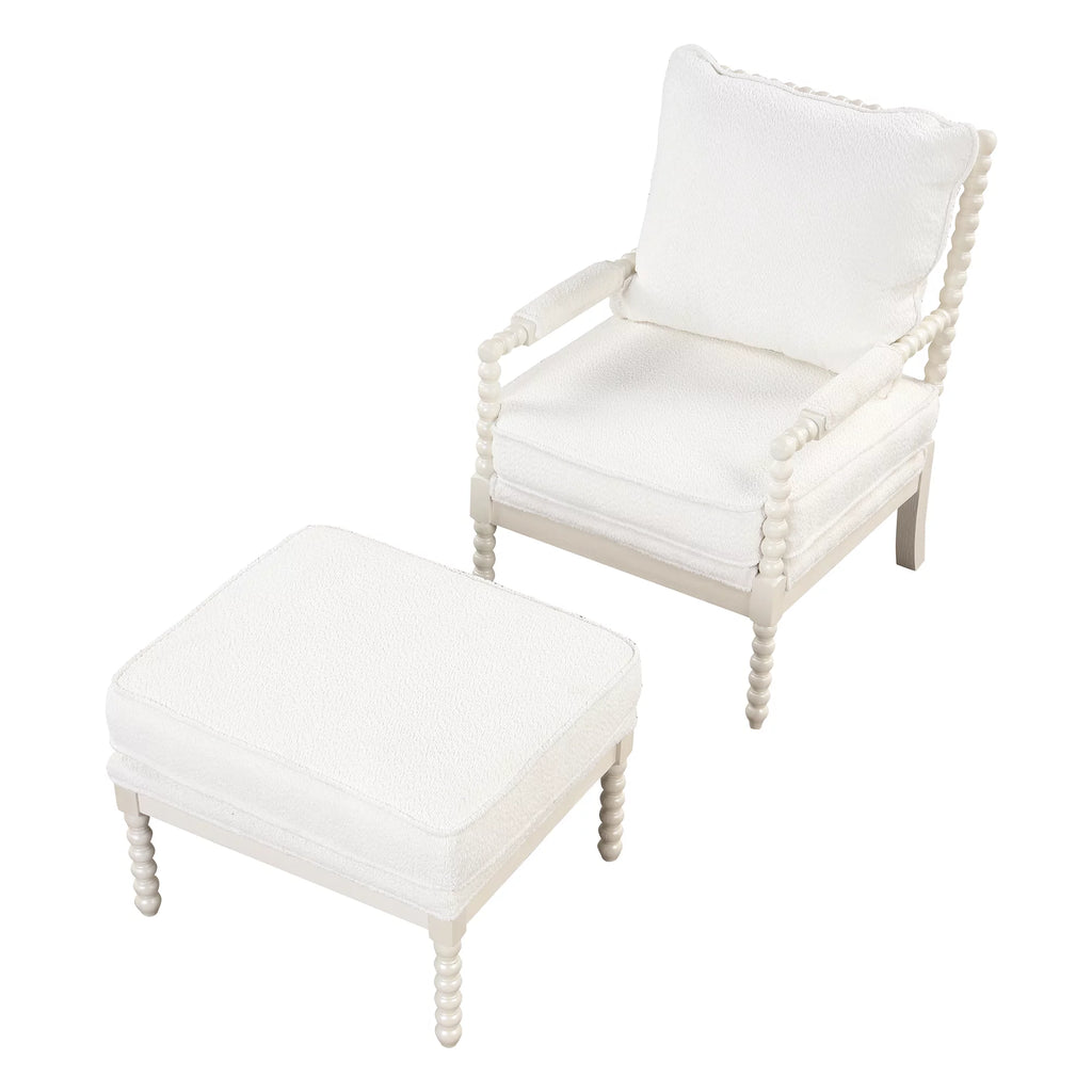White Velvet Accent Chair with Ottoman K170