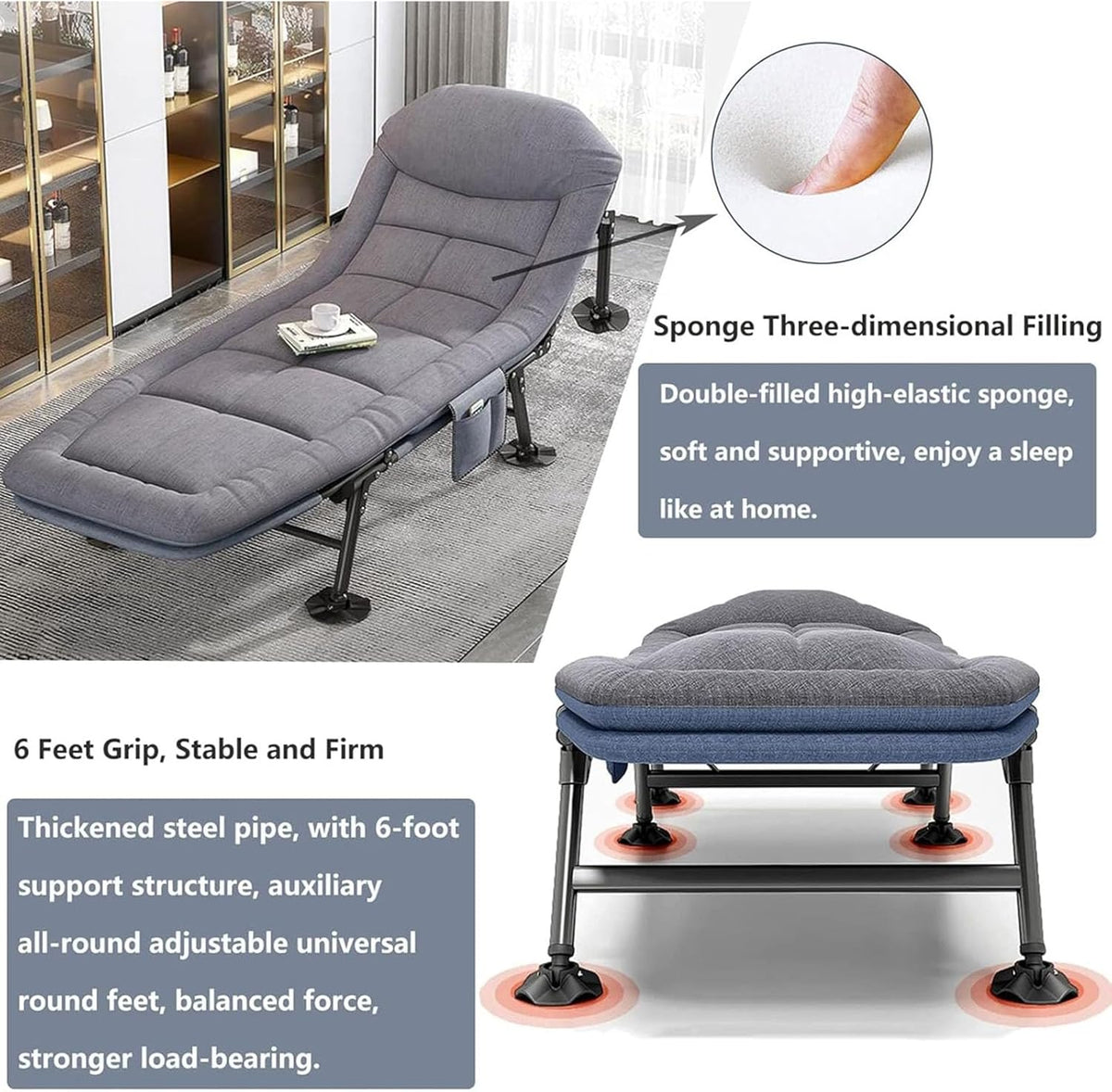 Heavy Duty Folding Camping Cot with Mattress K34123