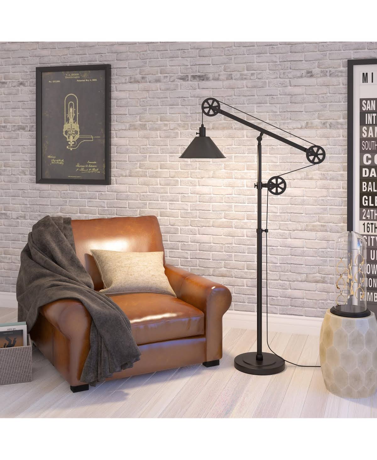 Blackened Bronze Floor Lamp with Pulley System L3580