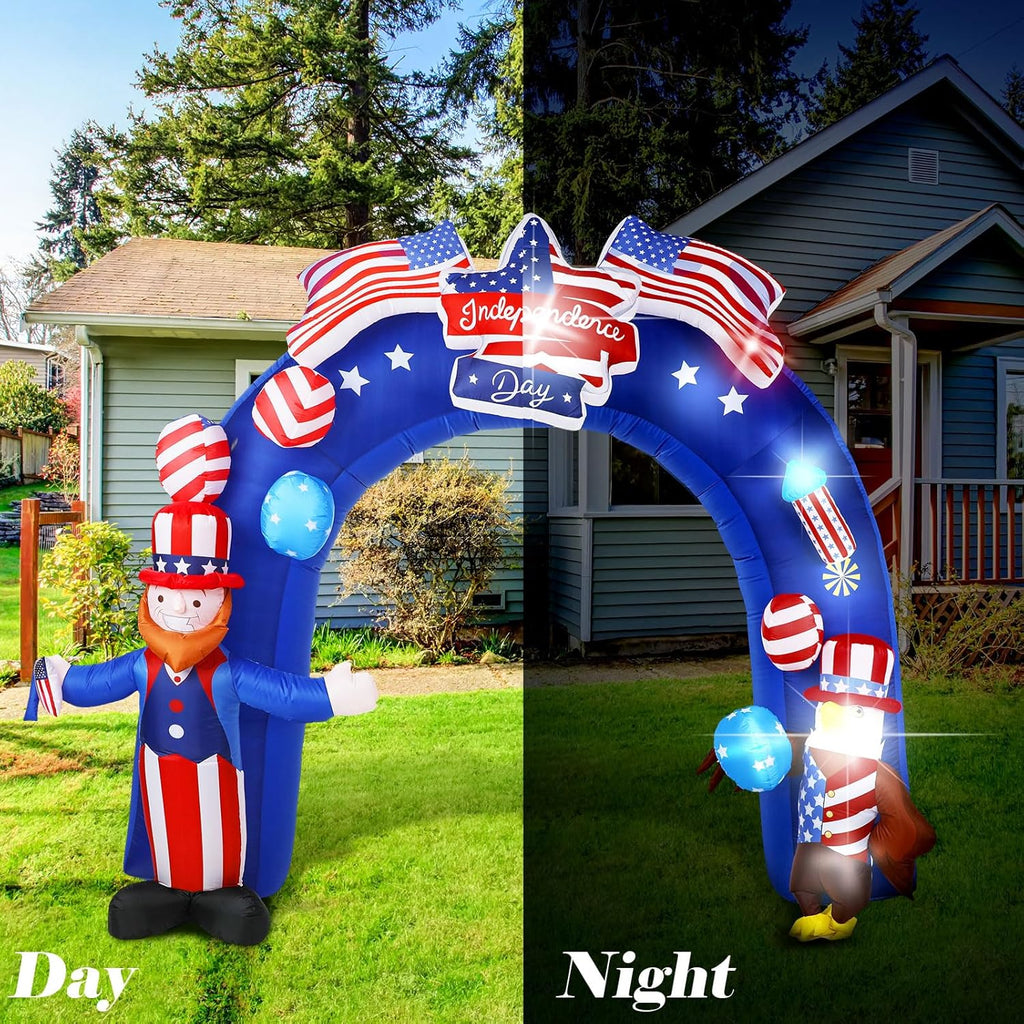 8Ft Inflatable Arch American Flag Patriotic Outdoor Decor R9411