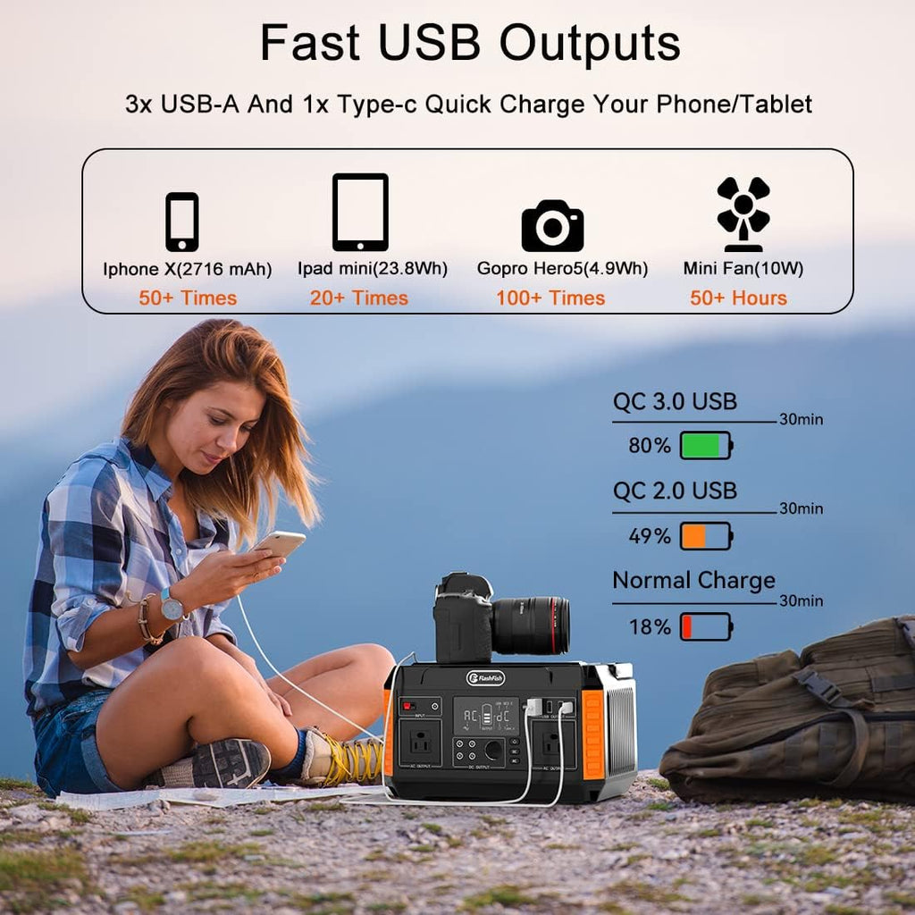 560W Portable Power Station, 520Wh/140400mAh, 2x110V/560W AC Outlets, 5xDC Output, 4xUSB Outputs, Lithium Battery Pack O24001