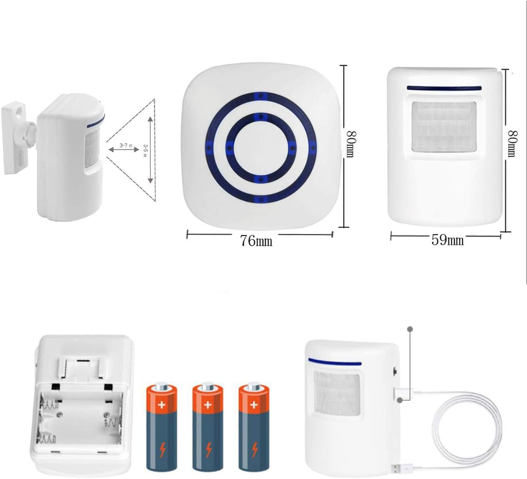 Wireless Infrared Motion Sensor Door Alarm with LED Indicators, Pack of 2 Q24311