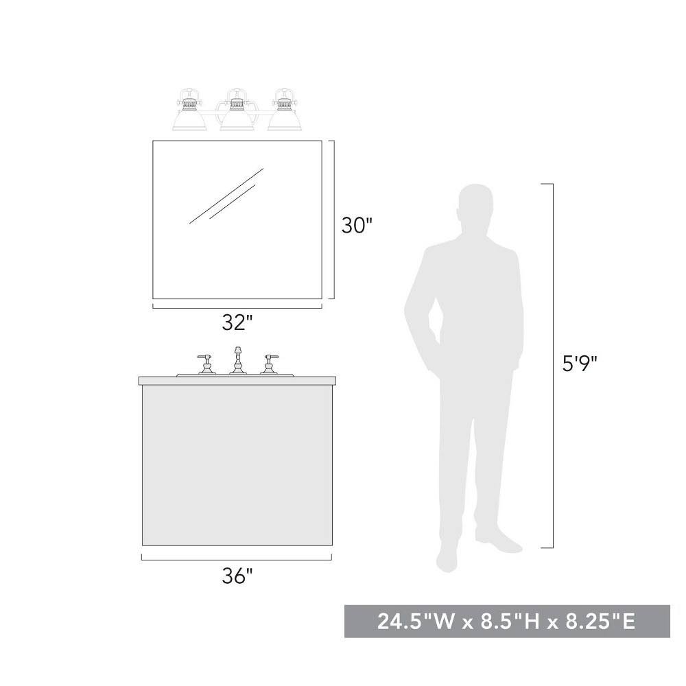 Matte Black 3 Light Bath Vanity P76790