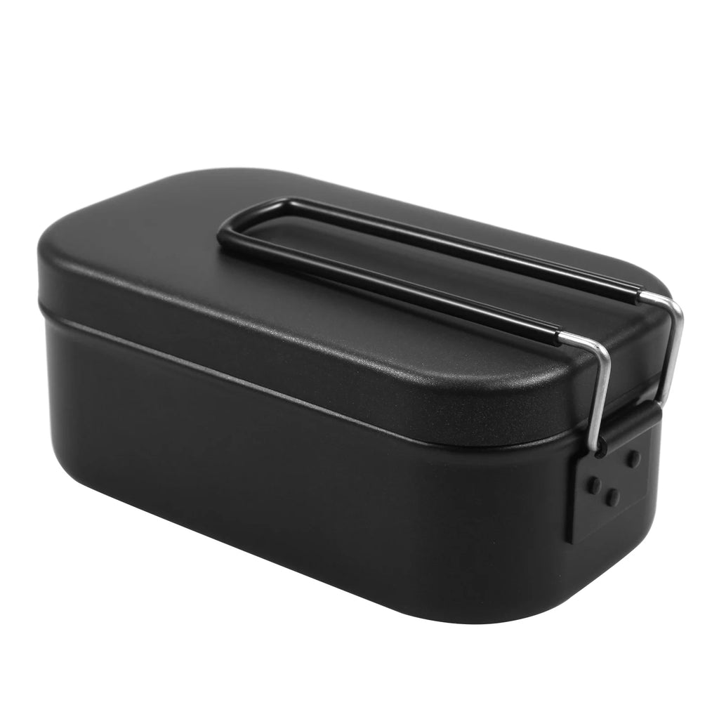 4pcs Cookware Mess Kit 800ml Camping Lunch Box with Steaming Rack Cutting Board X1465