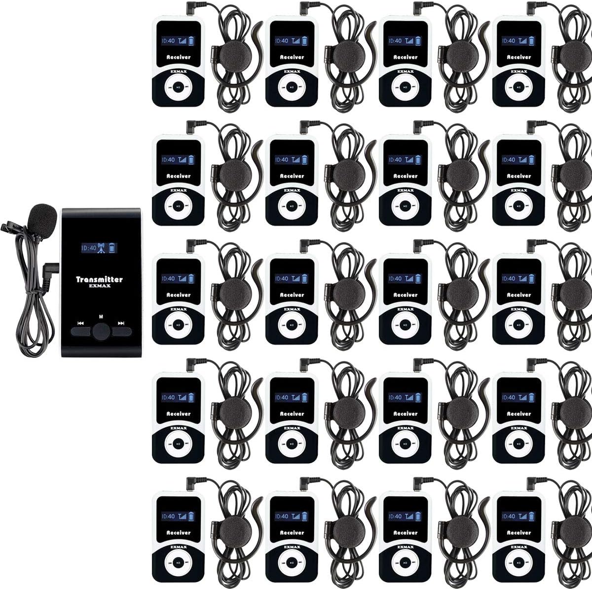 Wireless Tour Guide Transmitter System with 20 Receivers P38946