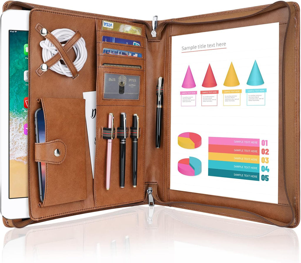 Faux Leather Portfolio Folder with YKK Zipper R308
