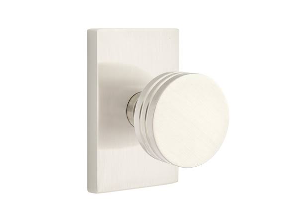 Satin Nickel Passage Knob with Rectangular Rose V18703