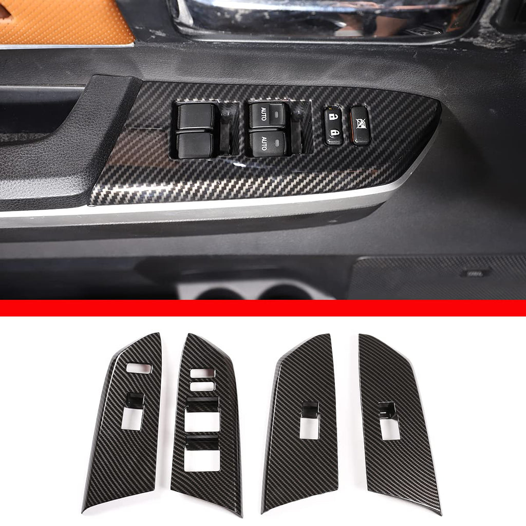 Carbon Fiber Style ABS Plastic Window Switch Button Covers B336