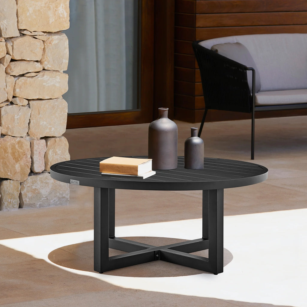 Black Aluminum Round Coffee Table R423