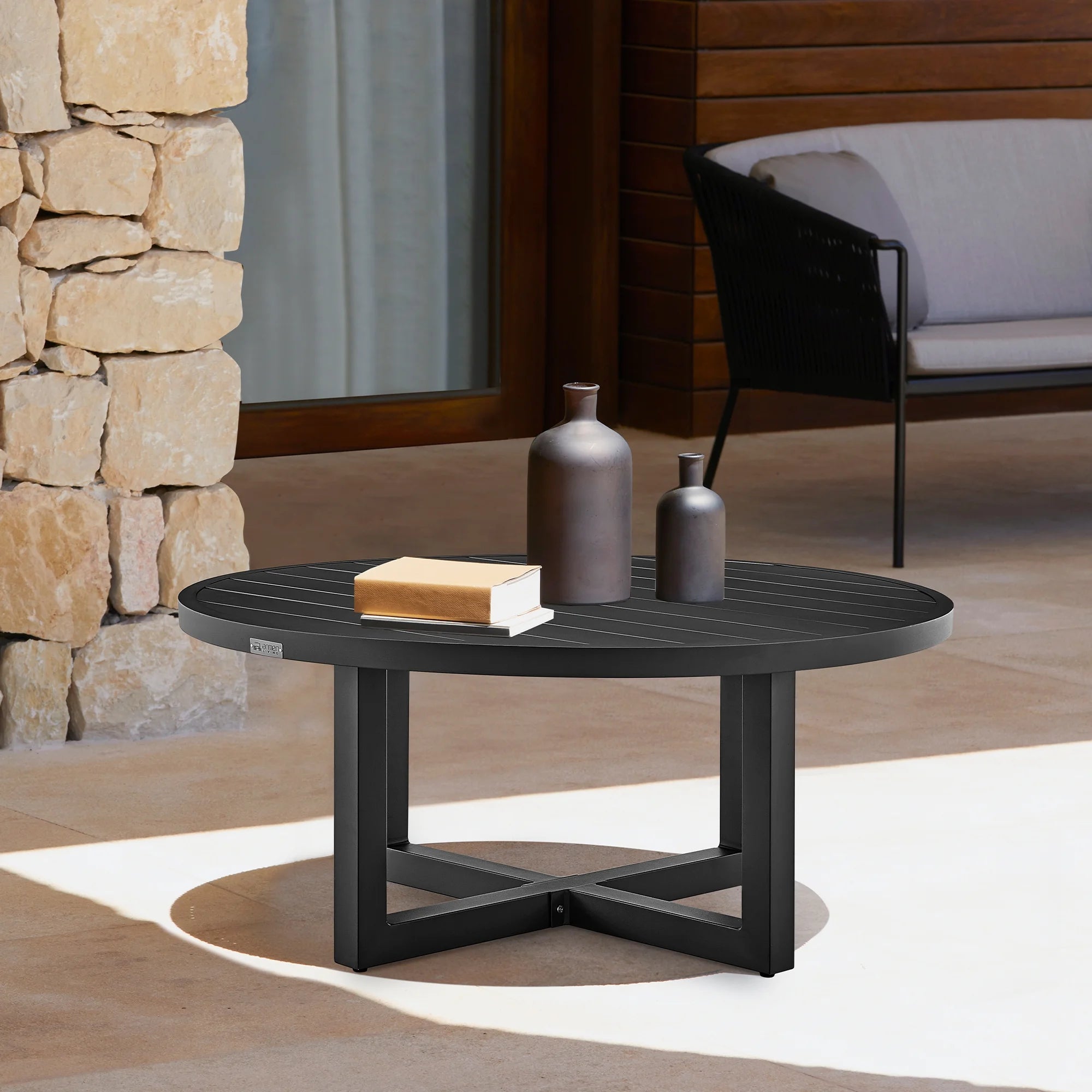 Black Aluminum Round Coffee Table R423